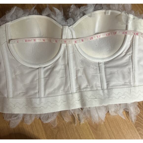 French Kiss White Fluffy Tulle Corset Crop Top Womens M/L Festival Fairy Angel - Picture 13 of 13